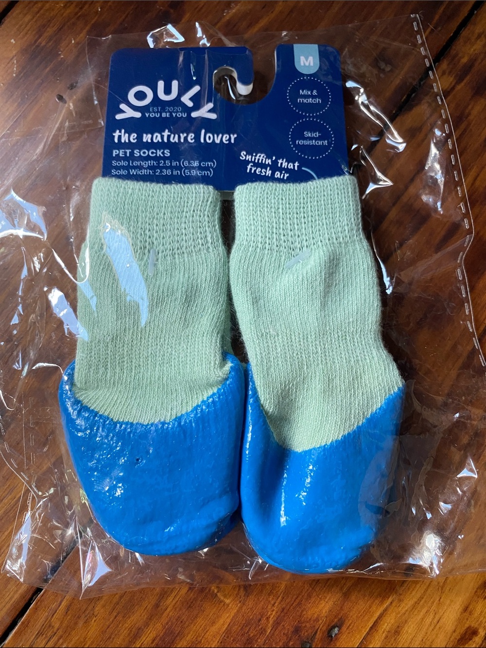 Youly Pet Socks for Dogs - Mint Green & Blue, Medium
